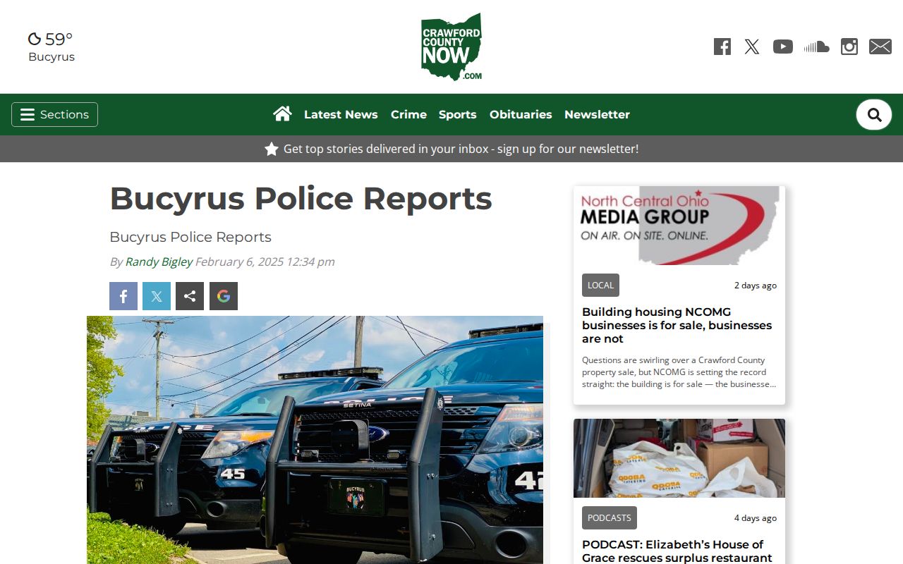 Crawford County Now Bucyrus police report page