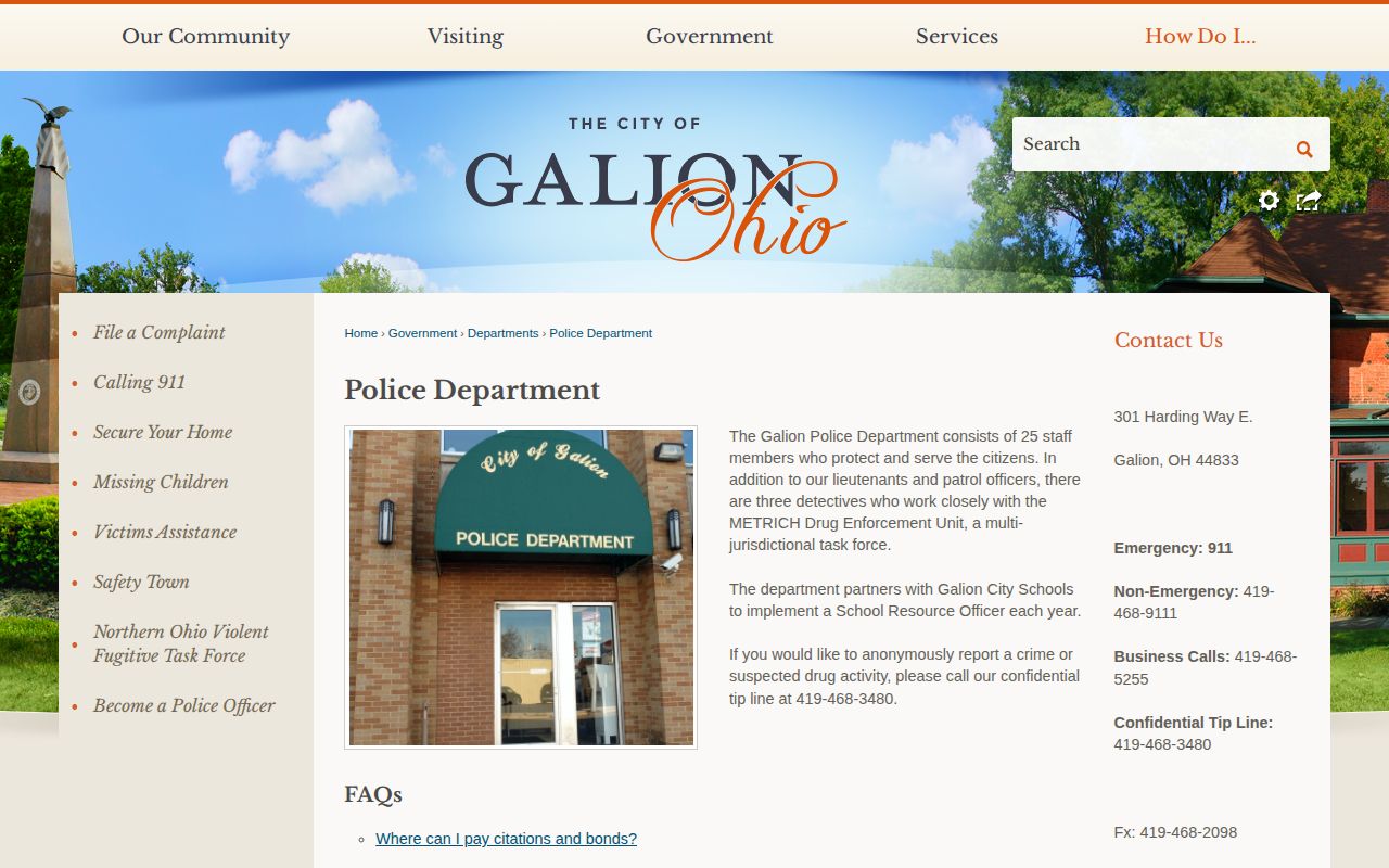 Galion Police Department official page